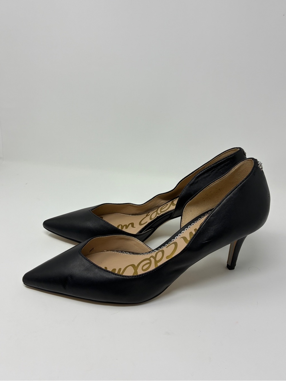 Sam Edelman Black Genuine Leather Pointed D'Orsay Pumps 8.5